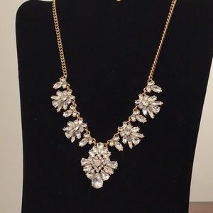 J. Crew Statement Necklace White Rhinestones 16”